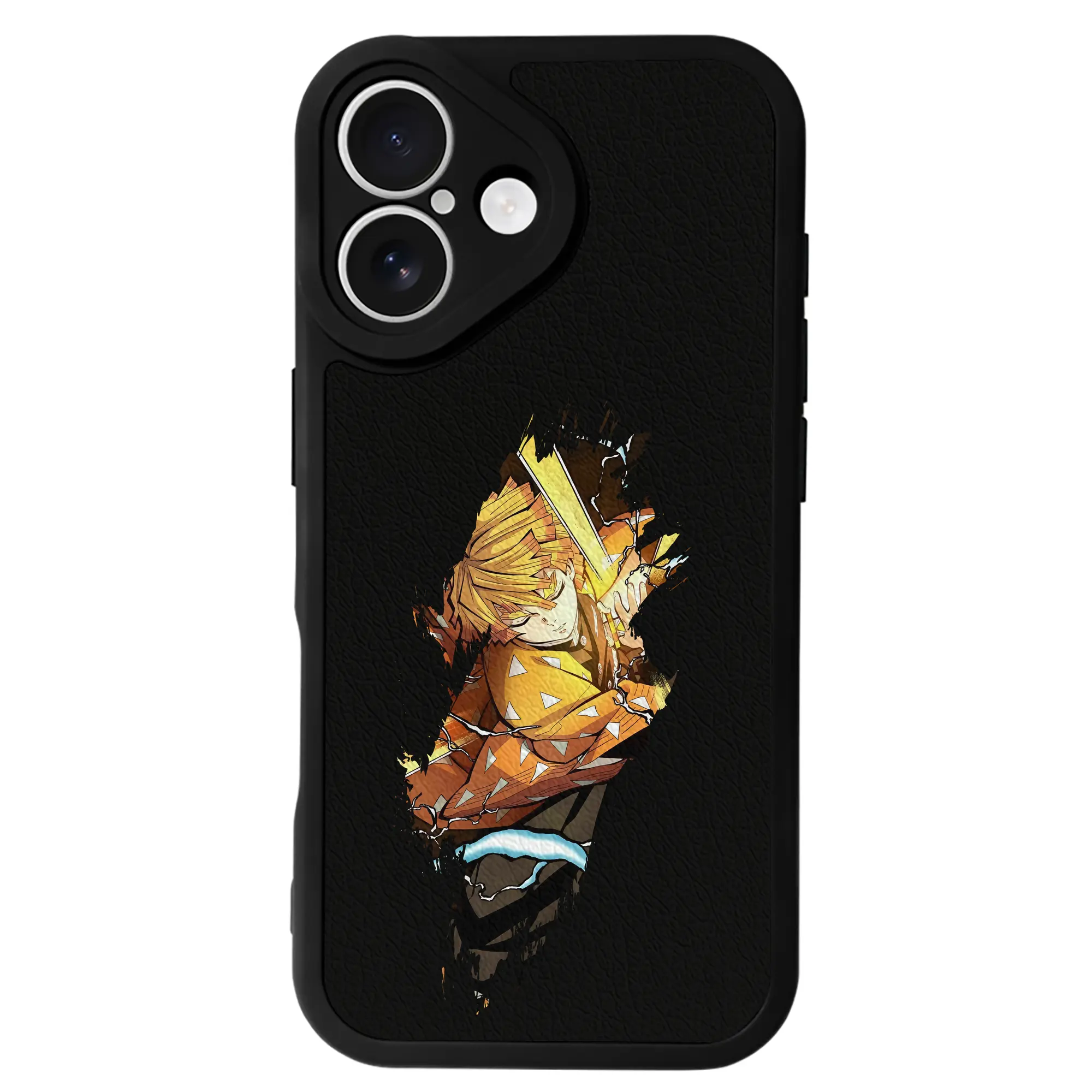 鬼滅の刃 グッズ,我妻 善逸 - IPhone 16シリーズ対応 ・ シリコンスマホケース ・ レザー調 ・ 高精度フィット ・ 耐衝撃 ・ ワイヤレス充電対応 ・ 精密カット